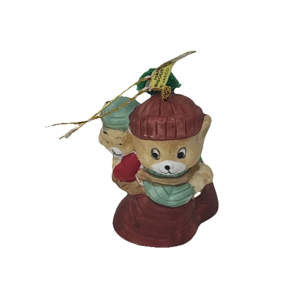 Jasco Bisque Porcelain Caring Critter Chimers Ornament Father & Son 3" Nostalgic